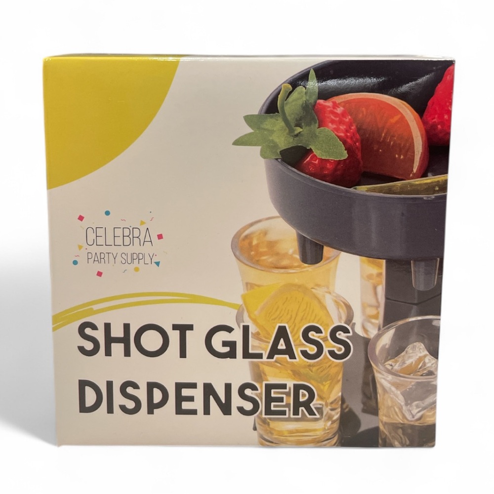 Drink Dispenser with Cups set of 6 plastic shot glasses - party favor - party